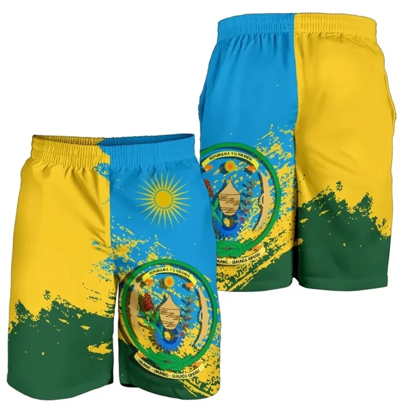 Summer Rwanda Flag Map Graphic Short Pants For Men Clothes Hawaiian Boy Beach Shorts Fashion National Emblem Kid Trunks Trousers