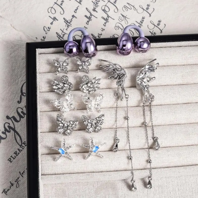 Personalized Earphone Rhinestone Ear Clip 1Pair Sparkling Earphone Buckle Accessories Secure Fit for Music Lovers