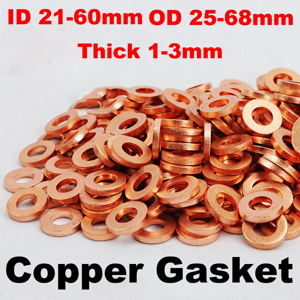 Copper Washer Gasket ID 21-60mm ID 25-68mm Nut And Bolt Set Flat Ring Seal Oil Sump Plug Sealing Oring Motorcycle Valve Spacer