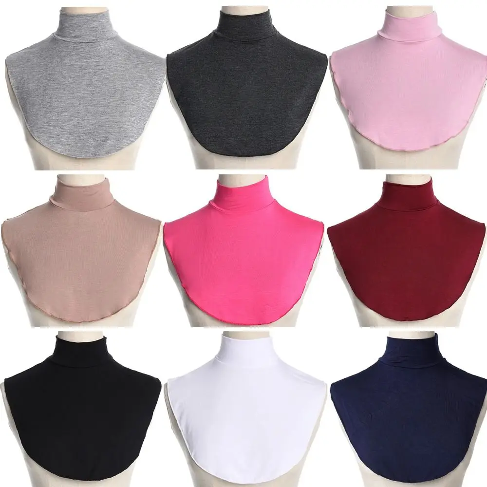 Soft Cotton Modal Neck Cover Ramadan Hijab Cover Headwrap Full Fake Collar High Collars Turtleneck Scarves Wraps
