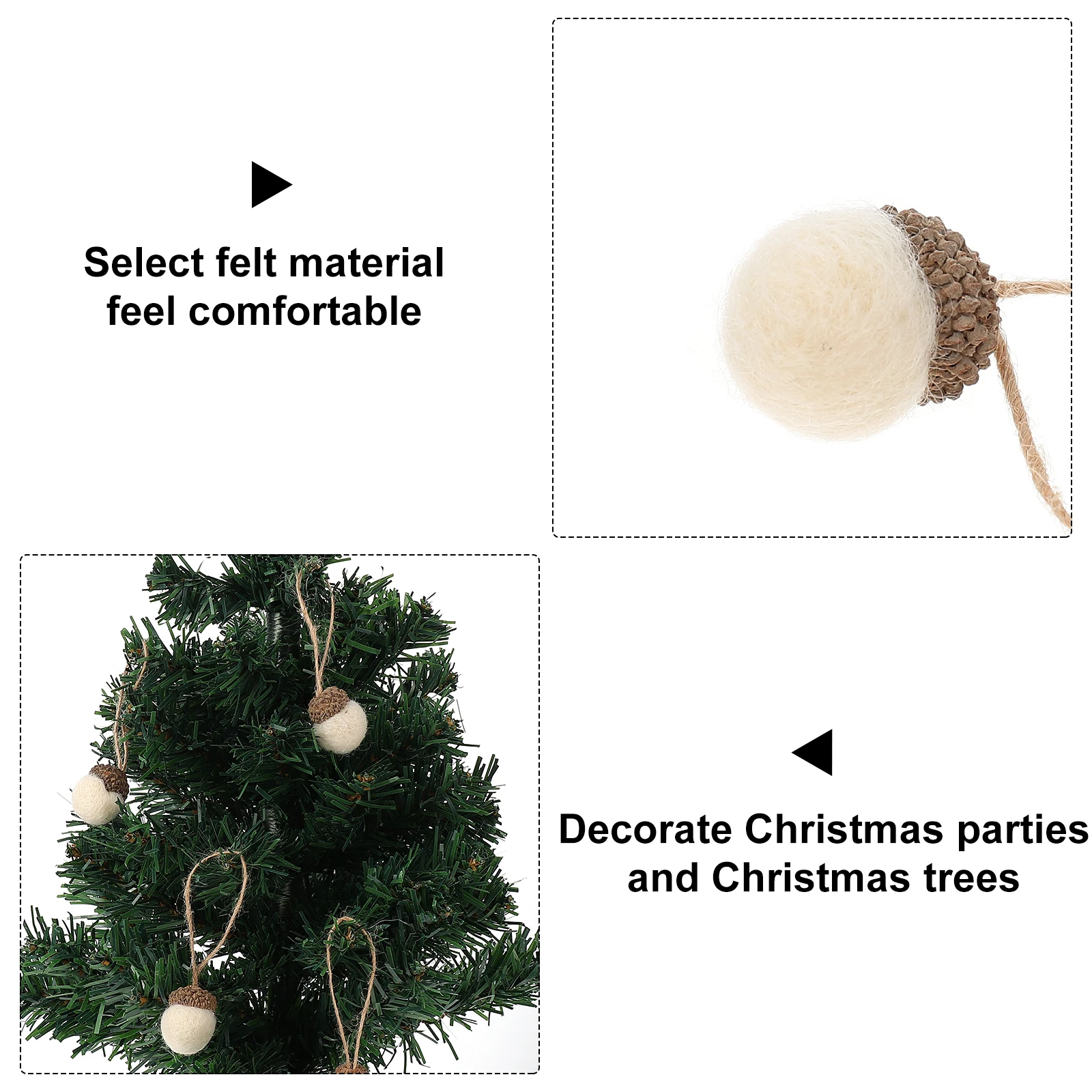 

18Pcs Felt Pine Cone Hanging Pendant Christmas Tree Decor Xmas Ornaments Festival Decorative Hanging Ornaments