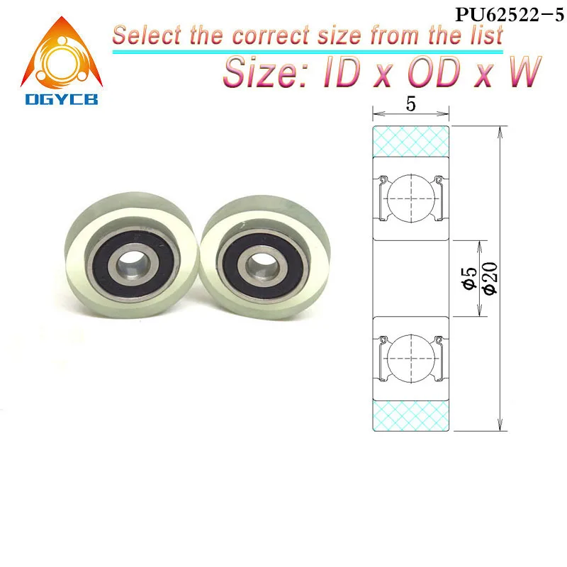1pcs 6x20x5 Polyurethane Formed Bearing Roller PU69620-5 PU Coated Pulley 6*20*5 Rubber Flat Guide Wheel OD 20mm 6mm Shalft