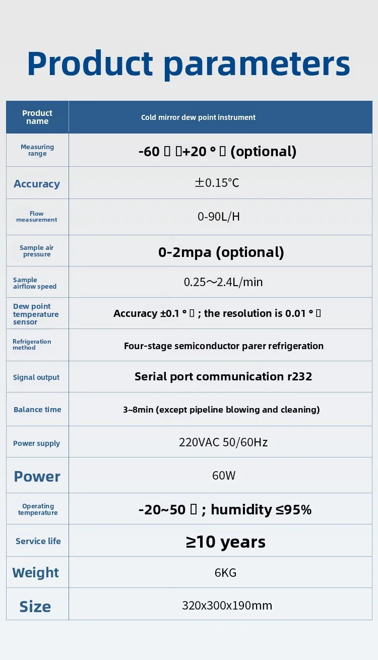Medidor de ponto de orvalho, medidor de ponto de orvalho de espelho frio de precisão, gás portátil de nitrogênio, hidrogênio e oxigênio, análise de ponto de orvalho de gás