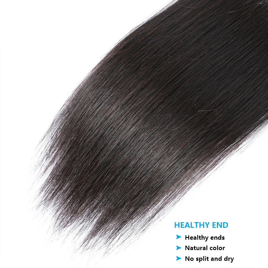 Mechones de cabello humano 100% Remy, extensiones de cabello brasileño liso de 22, 24 y 26 pulgadas, Color negro Natural, 3 uds.