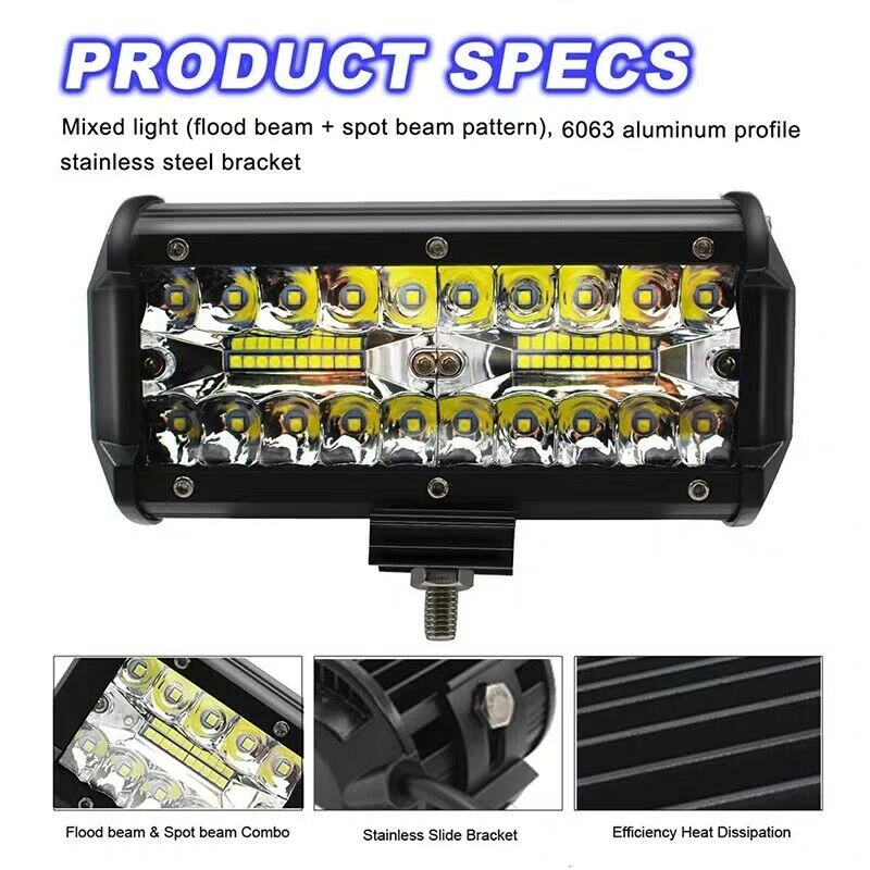 1Pcs 7 inch LED Bar Light 3 Rows Work Light Combo Beam for Driving Offroad Boat Car Tractor Truck 4x4 SUV 12V 24V Headlight