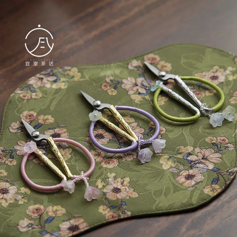 Tea Art Pendant Small Tea Scissors Mini Scissors Hand Woven Chinese Tea Ceremony Accessories