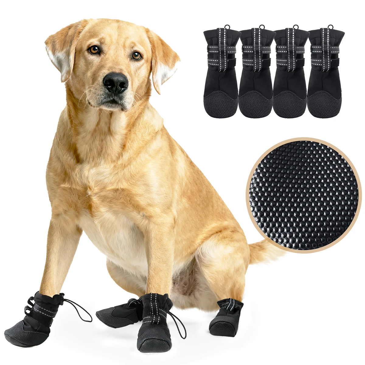 Nouvelles chaussures imperméables pour chiens antidérapantes réfléchissantes 4 pièces/ensemble bottes pour chiens chaussures respirantes antidérapantes pour animaux de compagnie pour chiens de taille