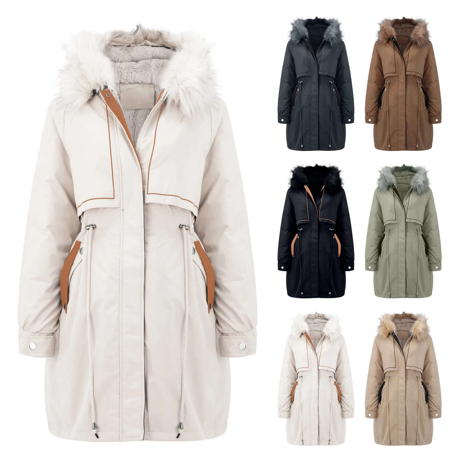 2022 New Winter Thick Warm Down Padded Coat Women's Plus Velet Cotton Coat Winter Hooded Loose Parkas Coat Fur Lining Mujer Coat