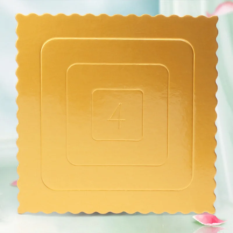 5pcs 4inch Square Cake Boards Golden Paper Card Board Cake Biscuit Decoration Bottom Baking Cake Hard Paper Pad Baking Tools