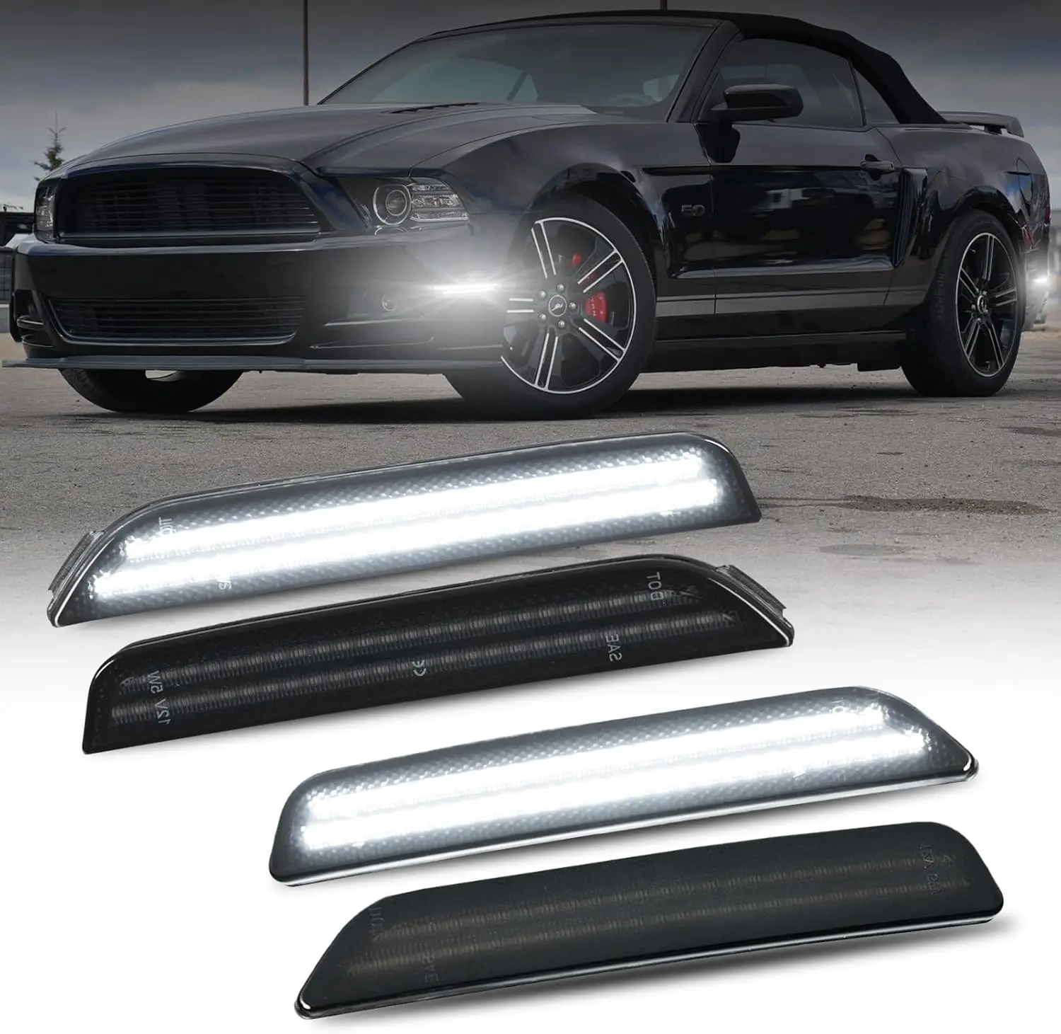 

LED Side Marker Light For Ford Mustang 2010-2014 Smoked Lens Amber Front Red Rear Side Fender Lights