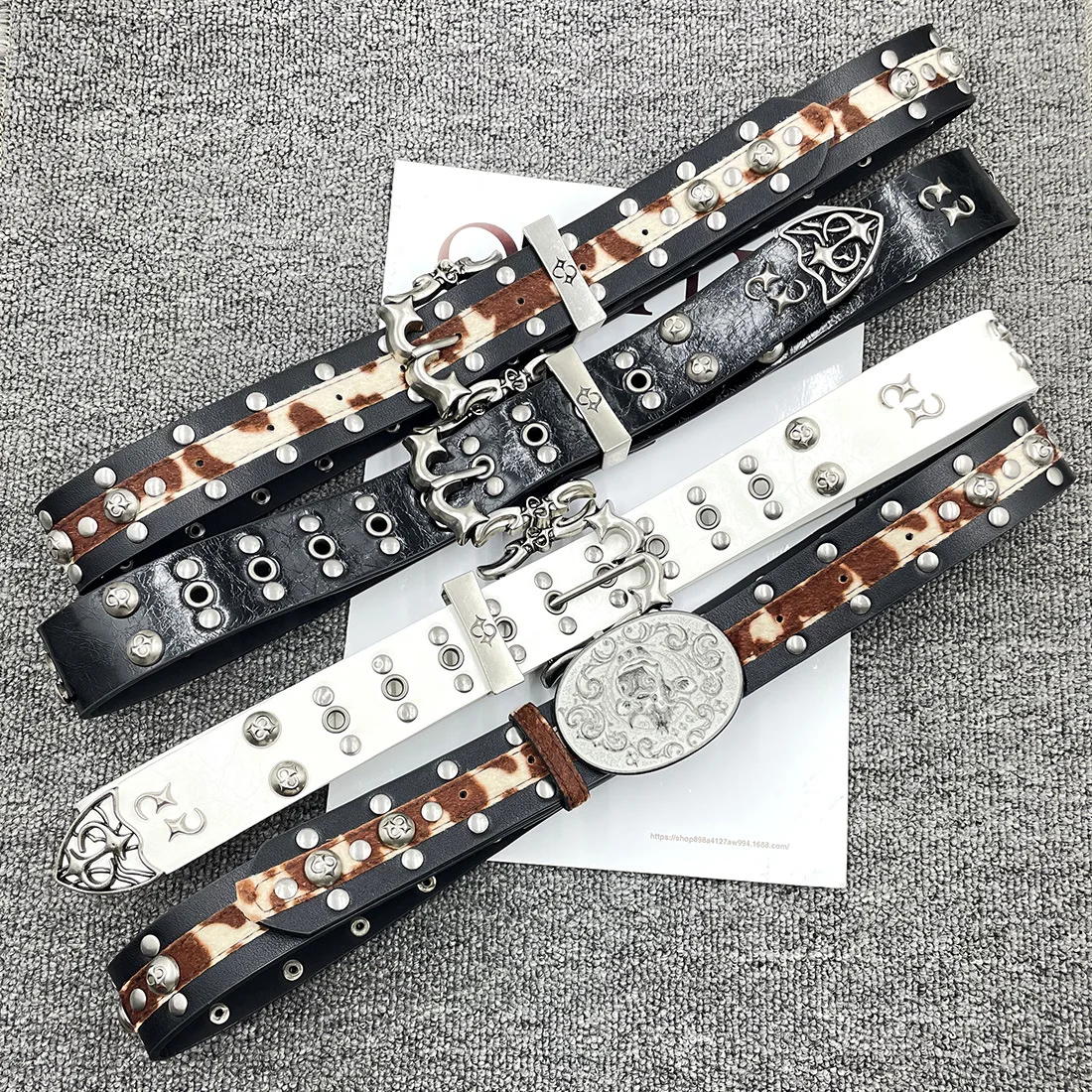 

2026 модный винтажный дизайн в стиле ретро, чистая ручная работа, имитация коровы, нишевый дизайн, элитный уличный рок-панк, женский и мужской ремень Y2k