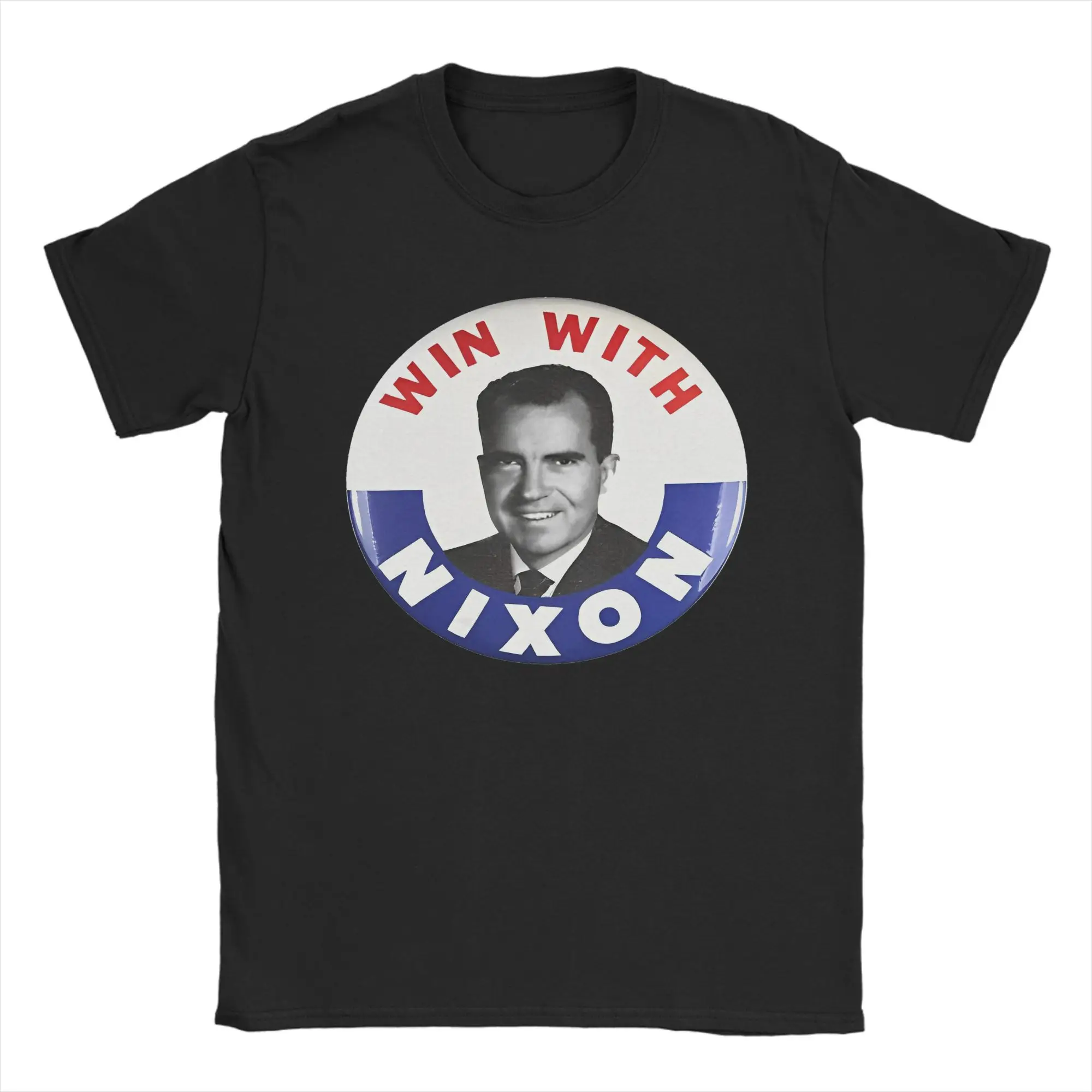 Win with Nixon Richard 1960 T-Shirts Men Presidential Campaign Funny 100% Cotton Tees O Neck Short Sleeve T Shirt Party merch