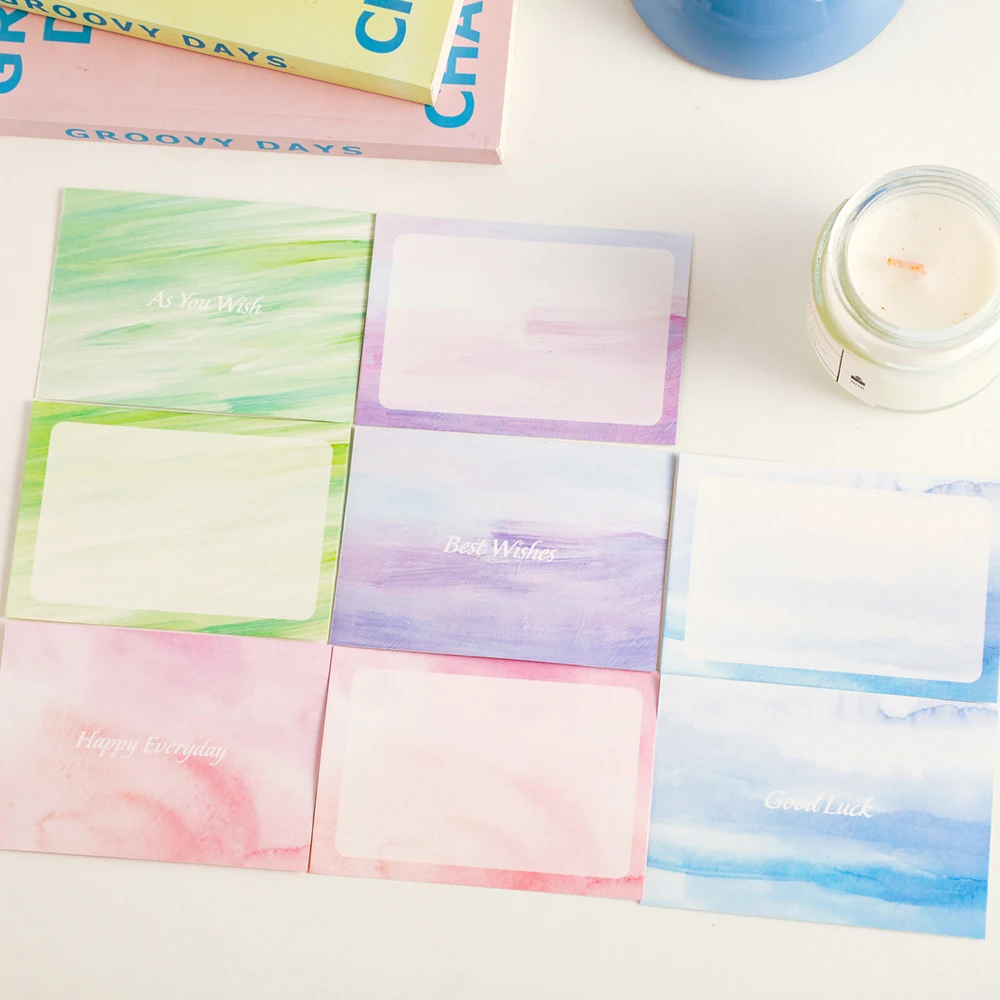 40 Macaron watercolor gradient healing blessing card, gentle blending, simple atmosphere, versatile birthday greeting card