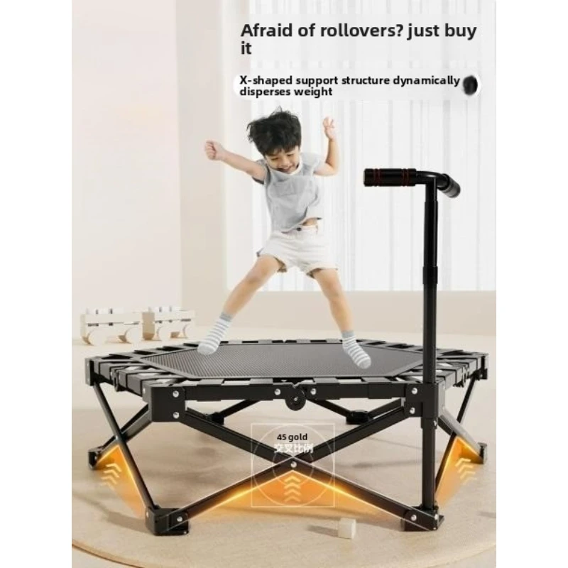 Foldable Indoor Outdoor Trampoline Household  Adults Toddler Bounce Bed Space Saving Silent Jumping Trampoline Body Building
