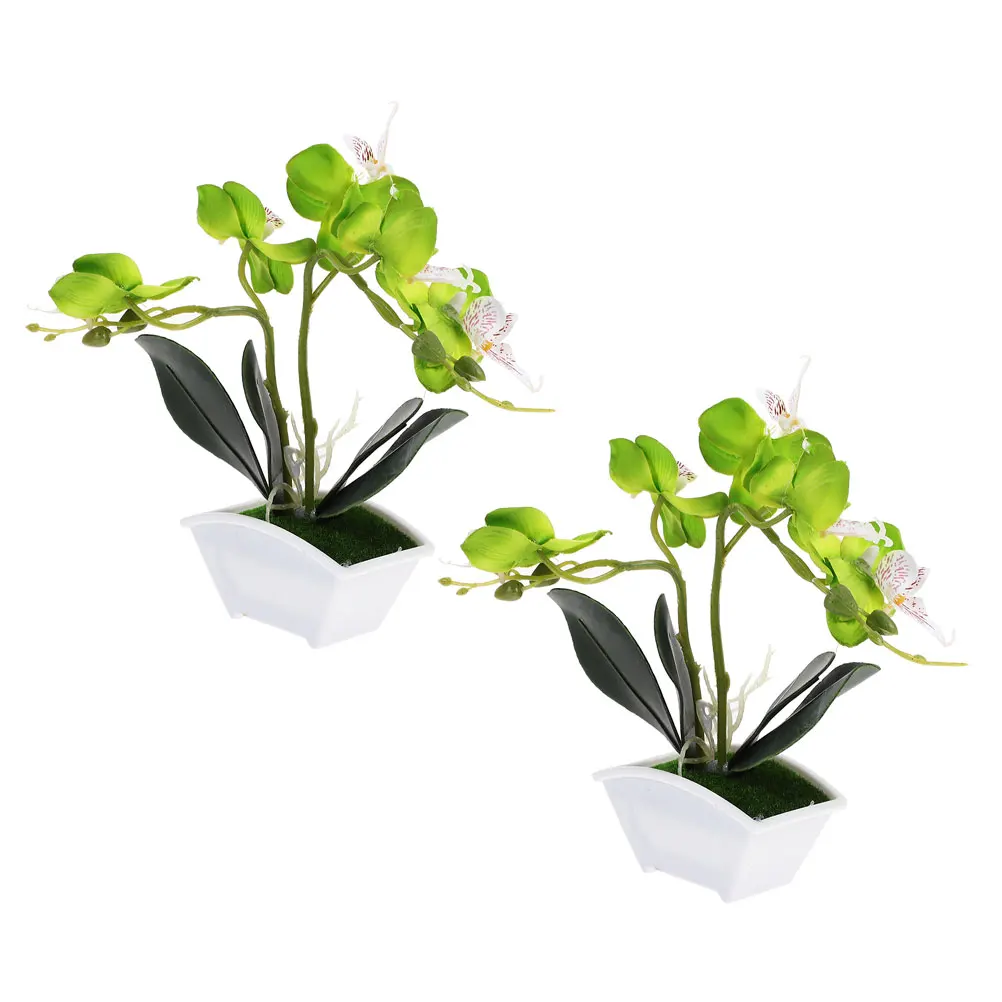 

2 Pcs Simulation Phalaenopsis Fake Flowers Artificial Potted in Plant Faux Silk Plants Bonsai