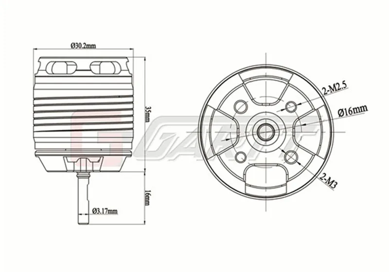 GARTT HF450L-1800KV Brushless Motor for Trex 450L 480 Helicopter (motor Shaft: 3.175mm)