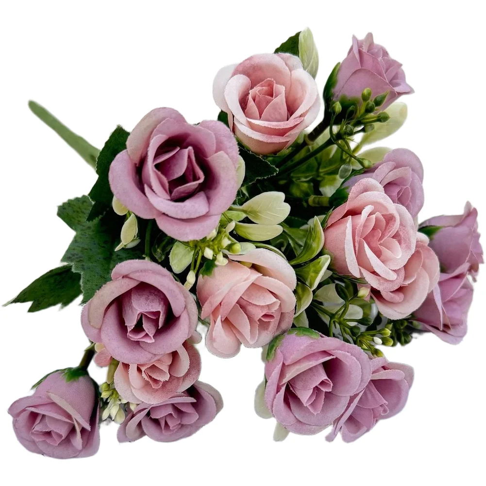 Silk Flower Bouquet 32cm for Wedding Decoration Living Room Table Centerpiece White Red Pink Yellow Bean Paste