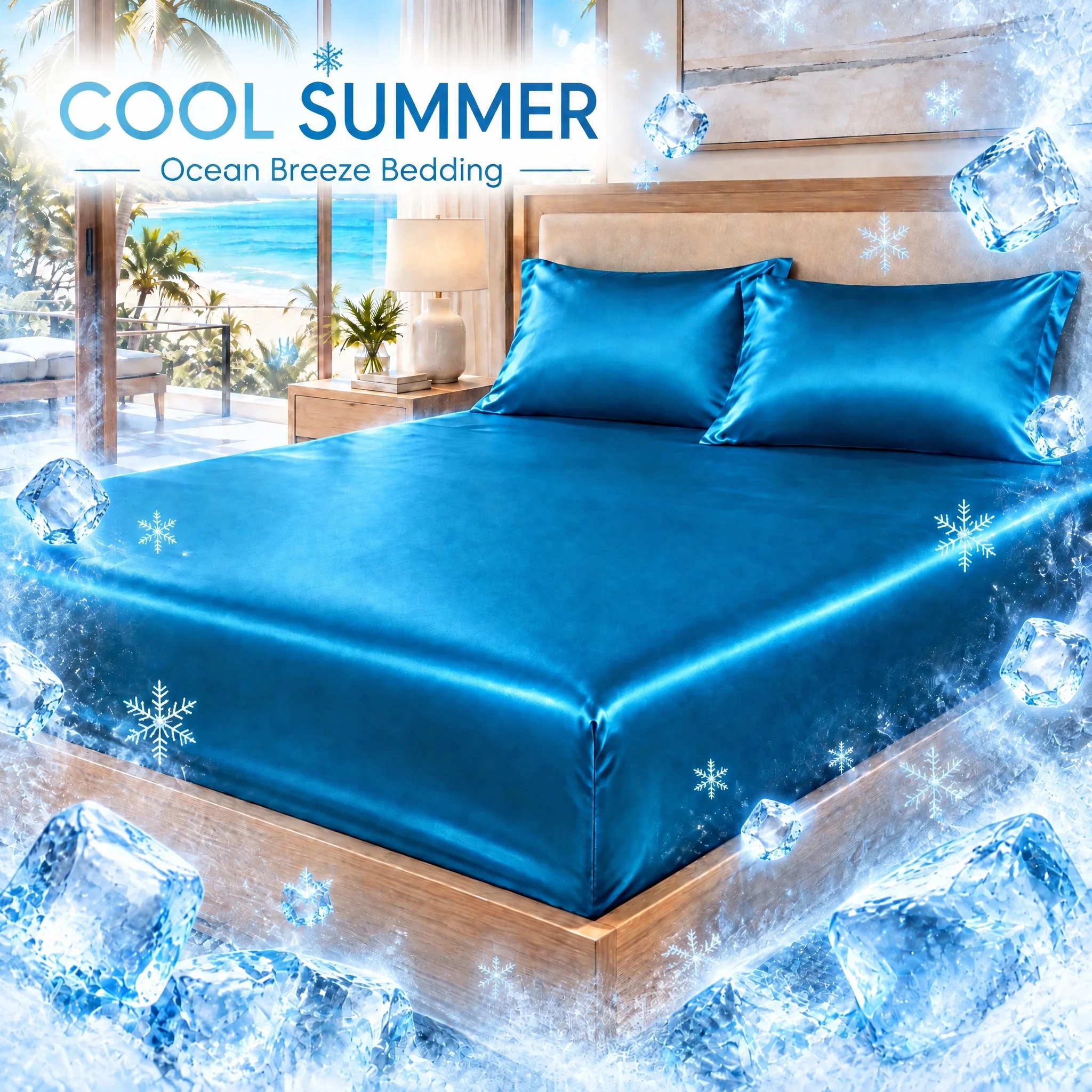 Summer Cooling Fitted Sheet for Hot Sleepers, Skin-Friendly Bed Cover with 14-Inch Deep Pocket, Machine Washable, for Hotel Bedroom Guest Room, Multiple Colors