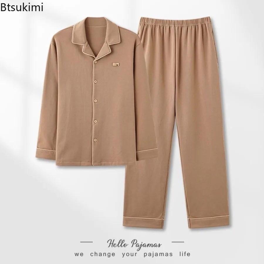 الرجال 100% قميص قطني بكم طويل ملابس خاصة ملابس المنزل غير رسمية الربيع والخريف الترفيه المفتوحة سترة قطعتين مجموعة ملابس خارجية