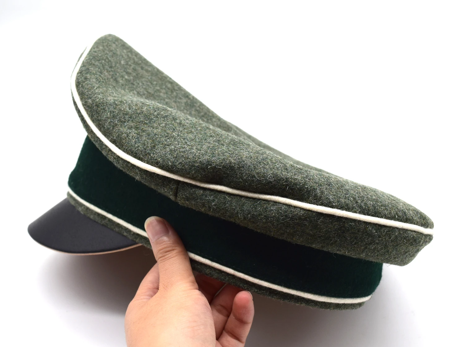 Reenactment German WH  Crusher Field Visor Cap Green Hat Wall