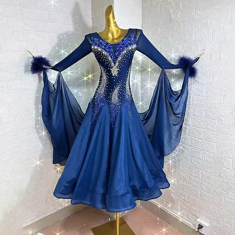 

Ballroom Competition Dance Costume Adult Senior Elegant Standard Ballroom Dancing Dress Customize Profession Waltz Dance Dresses