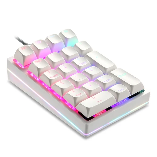 Teclado numérico mecánico Motospeed K24, 21 teclas, teclado blanco con cable USB intercambiable en caliente, teclado numérico de ordenador PBT para ordenador portátil y PC