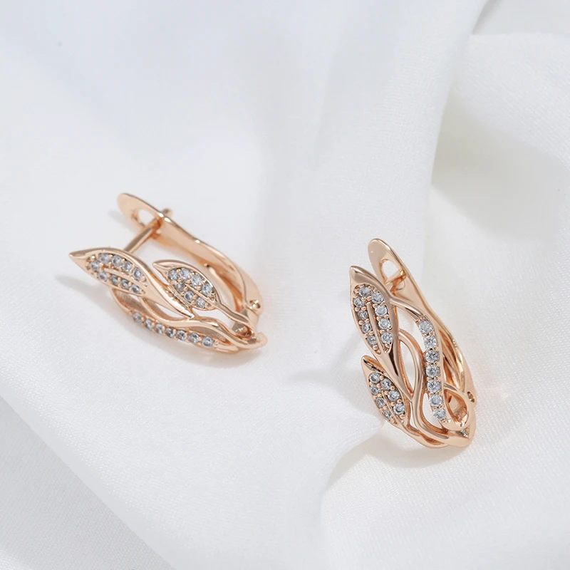 Kinel Vintage Hollow Flower Earrings 585 Gold Color Boho Ethnic Wedding Cilp Earrings for Women Elegant Fashion Jewelry Gift
