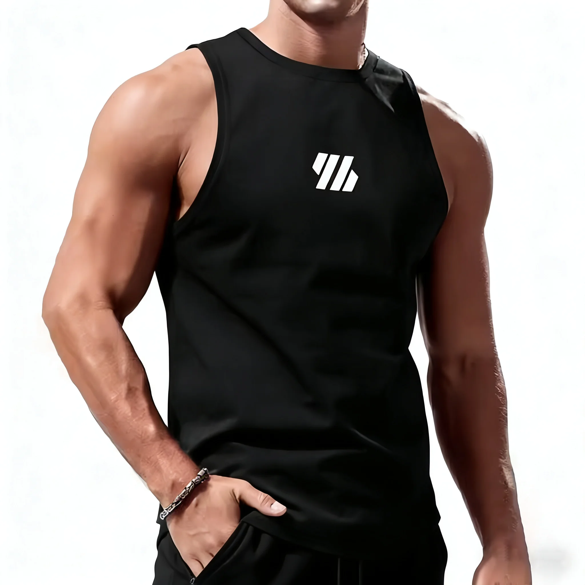 Men Sport Vest Summer Quick Dry Training Tanktop Workout Gym Singlets Man Fitness Tops Sleeveless Shirt Tee Running Tank Top Men