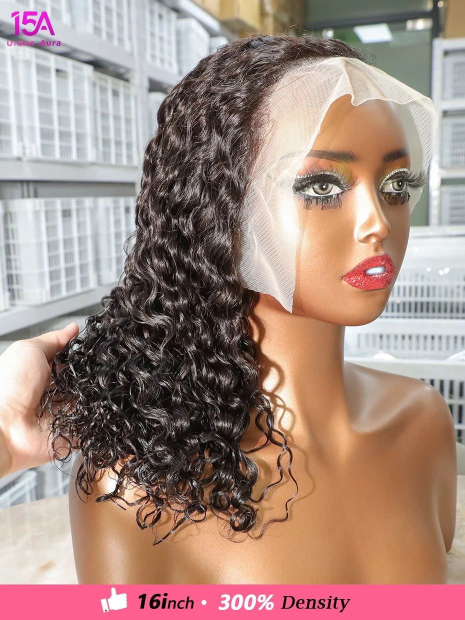 

13x4 Bob Raw Vietnamese 300 Density Super Double Drawn Water Wave Frontal Wig Wet and Wavy 100% Human Hair Wigs 10 12 14 16 Inch