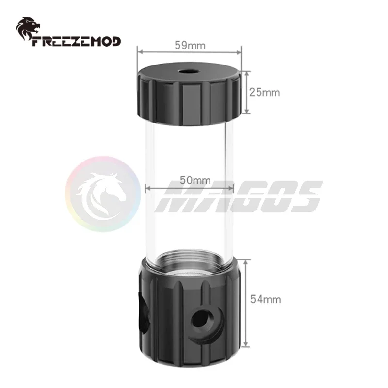 FREEZEMOD Acrylic OD50mm Reservoir Cylindrical POM Cover Built-in Filter Length 115-315mm Transparent Water Tank YSX-5PM4