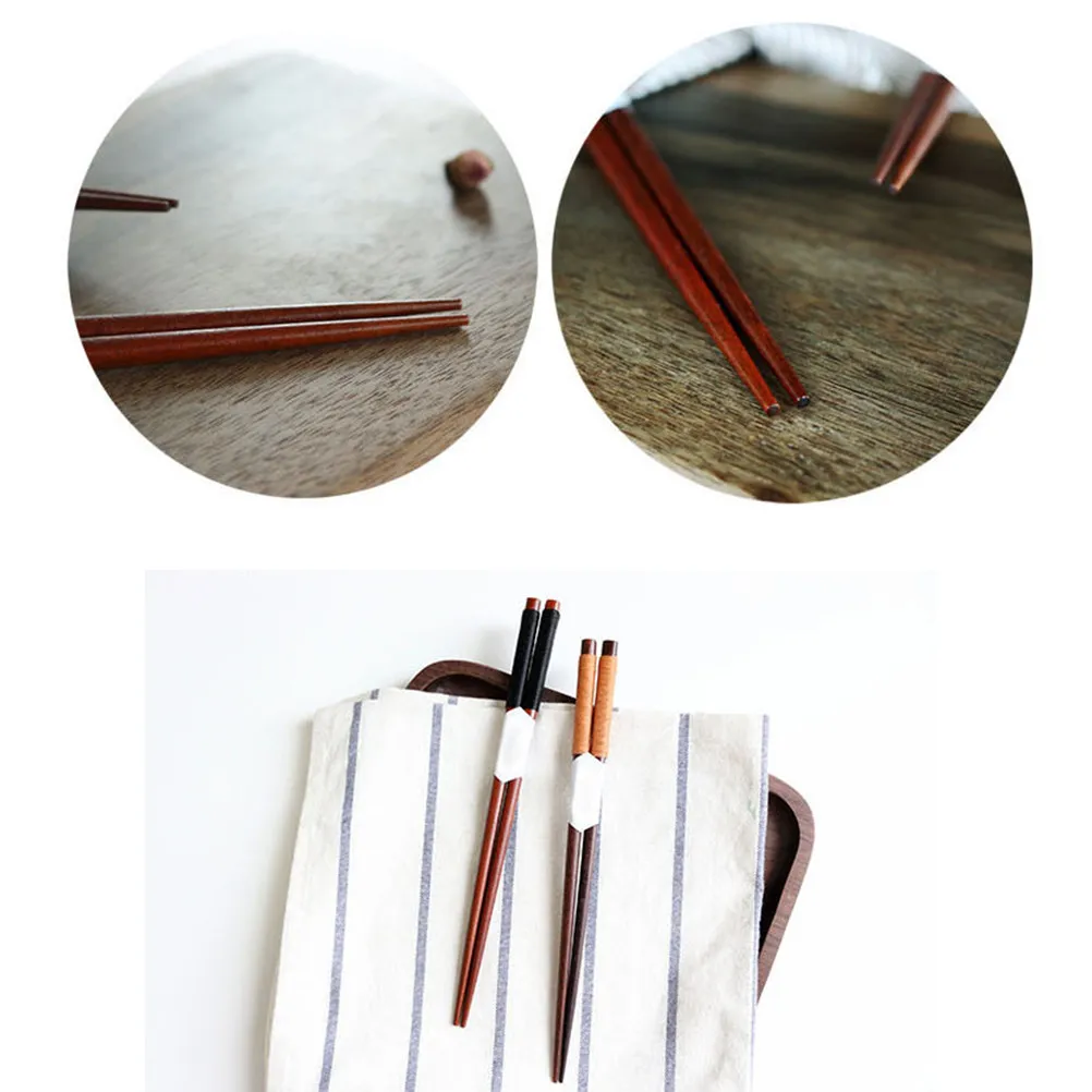 3Pairs Skid Resistance Wooden Chopsticks Handcrafted Smooth Finish Eco Friendly Natural Log Chopsticks for Asian Cuisine Family