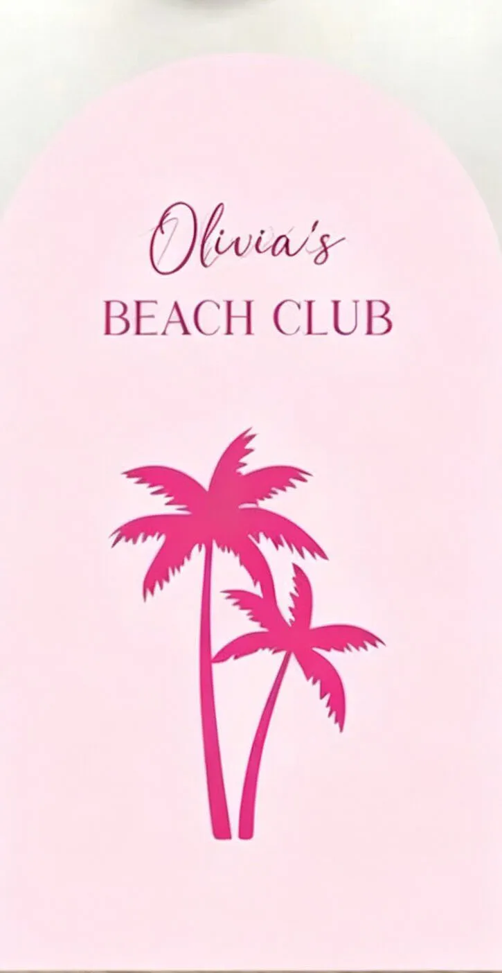 Custom 2-Side Palms and Stripes Baby Shower Arch Backdrop Cover Beach Club Pool Diy Name Birthday Party Decor Backdrop Photo