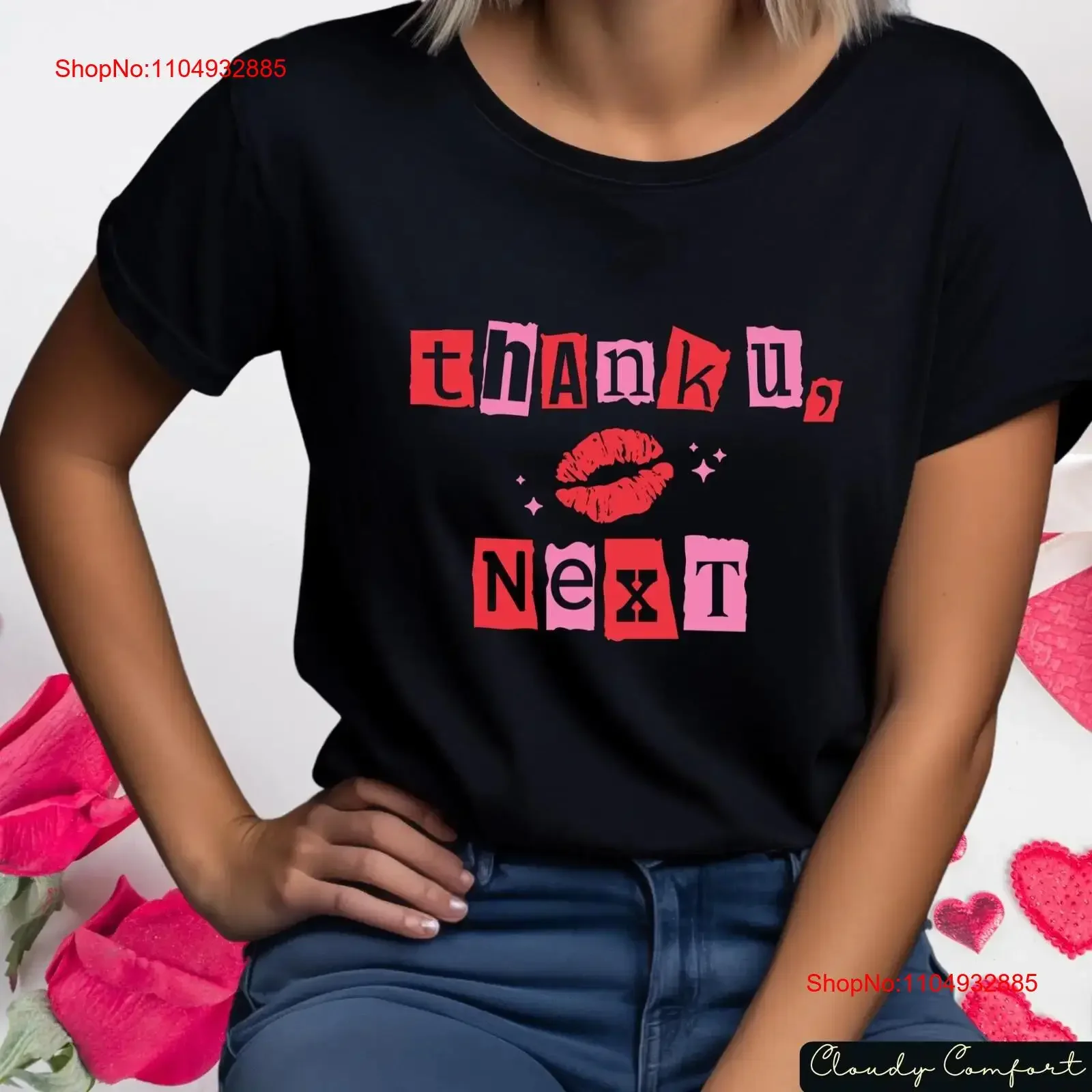 شكرًا على NexT تي شيرت عيد الحب للنساء مضحك عيد الحب صديقتها الزي الحب إقتباس خمر غسلها أنيق