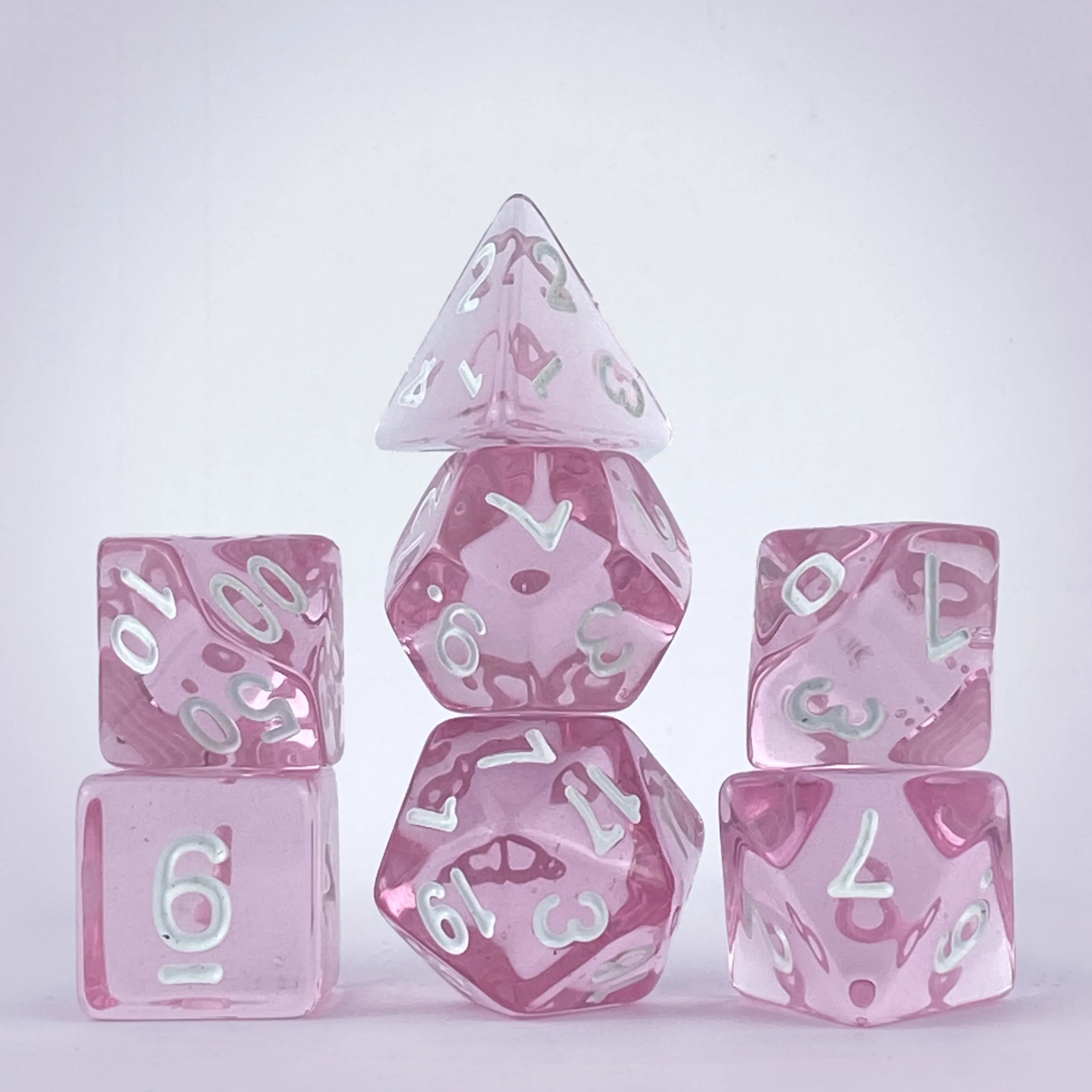 Acrylic TRPG Polyhedral Dice Transparent Colorful 7 Pcs Per Set For DND Or COC Game