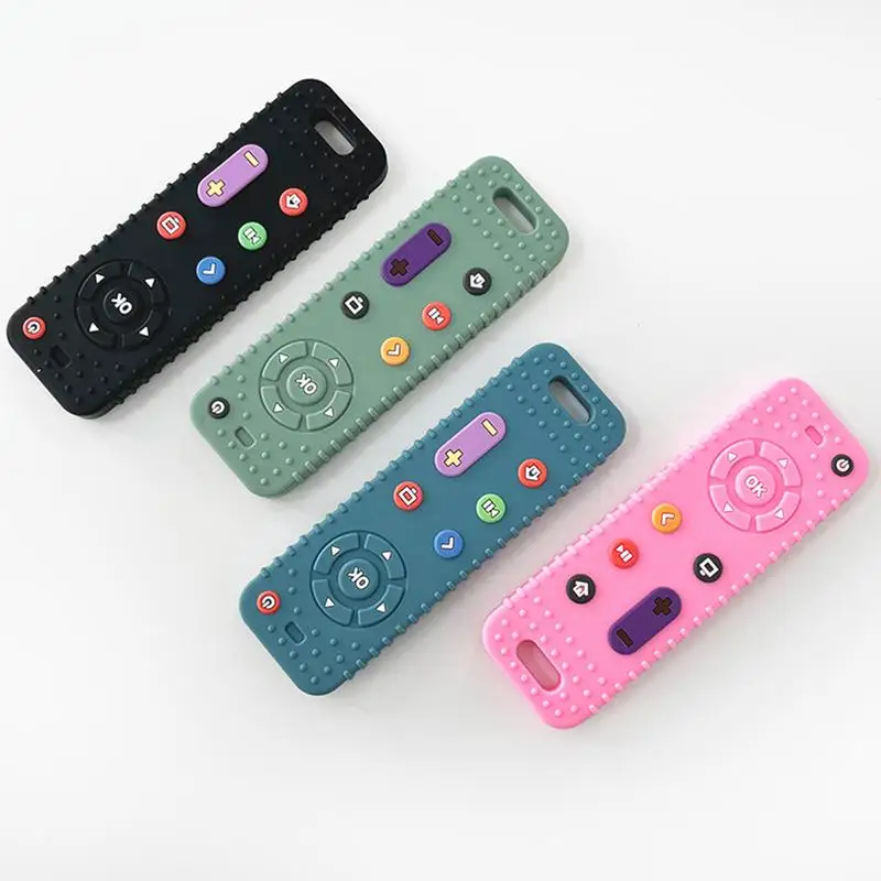 Babies Teething Toys TV Remote Control Shape Chewing Toy Soft Silicone Teethers For Soothe Babies Teething Relief 6-12 Months