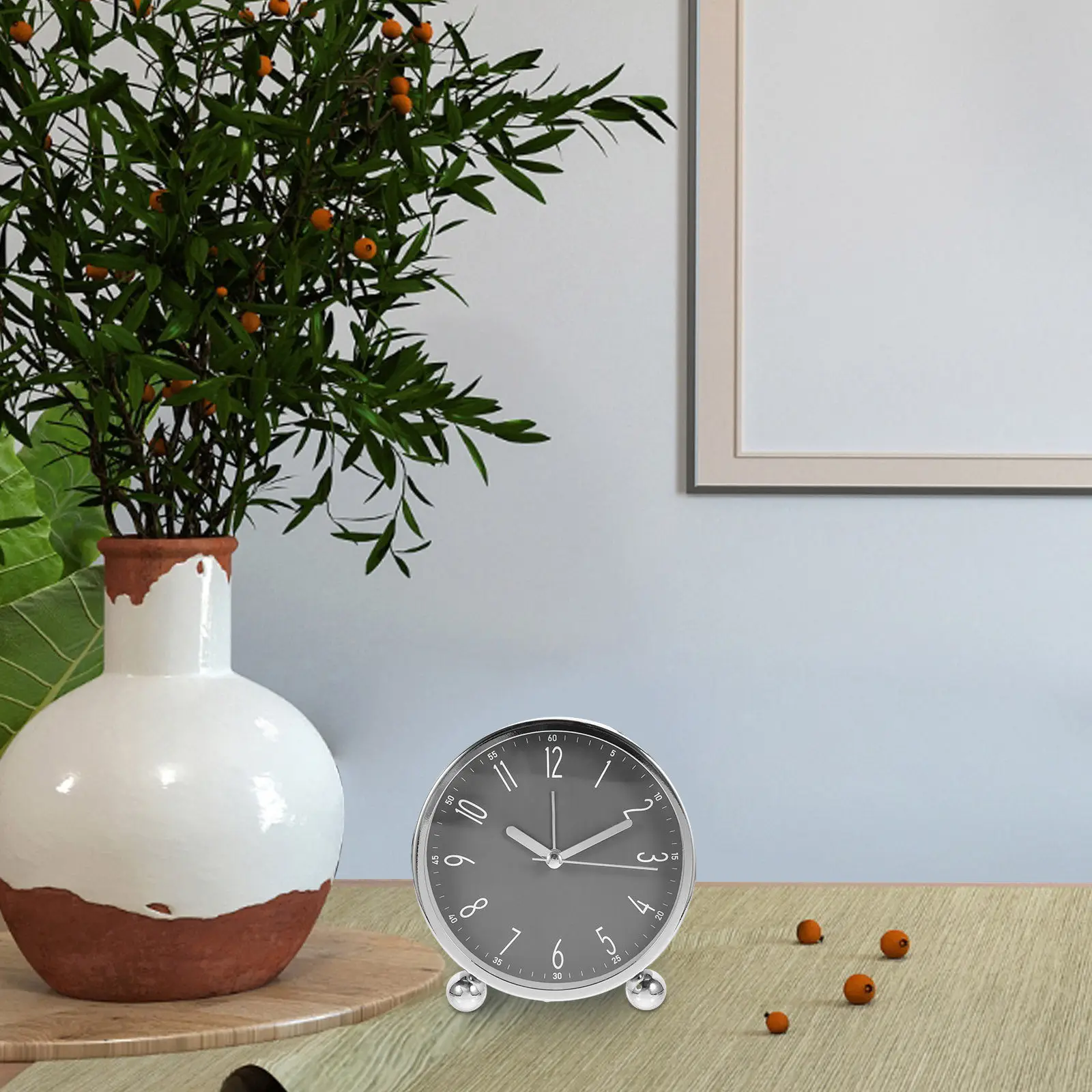 1Pcs Simple Alarm Clock Premium Desktop Bedside Clock Silent Non-Ticking Movement Easy Alarm Setting Morning Call Decor for