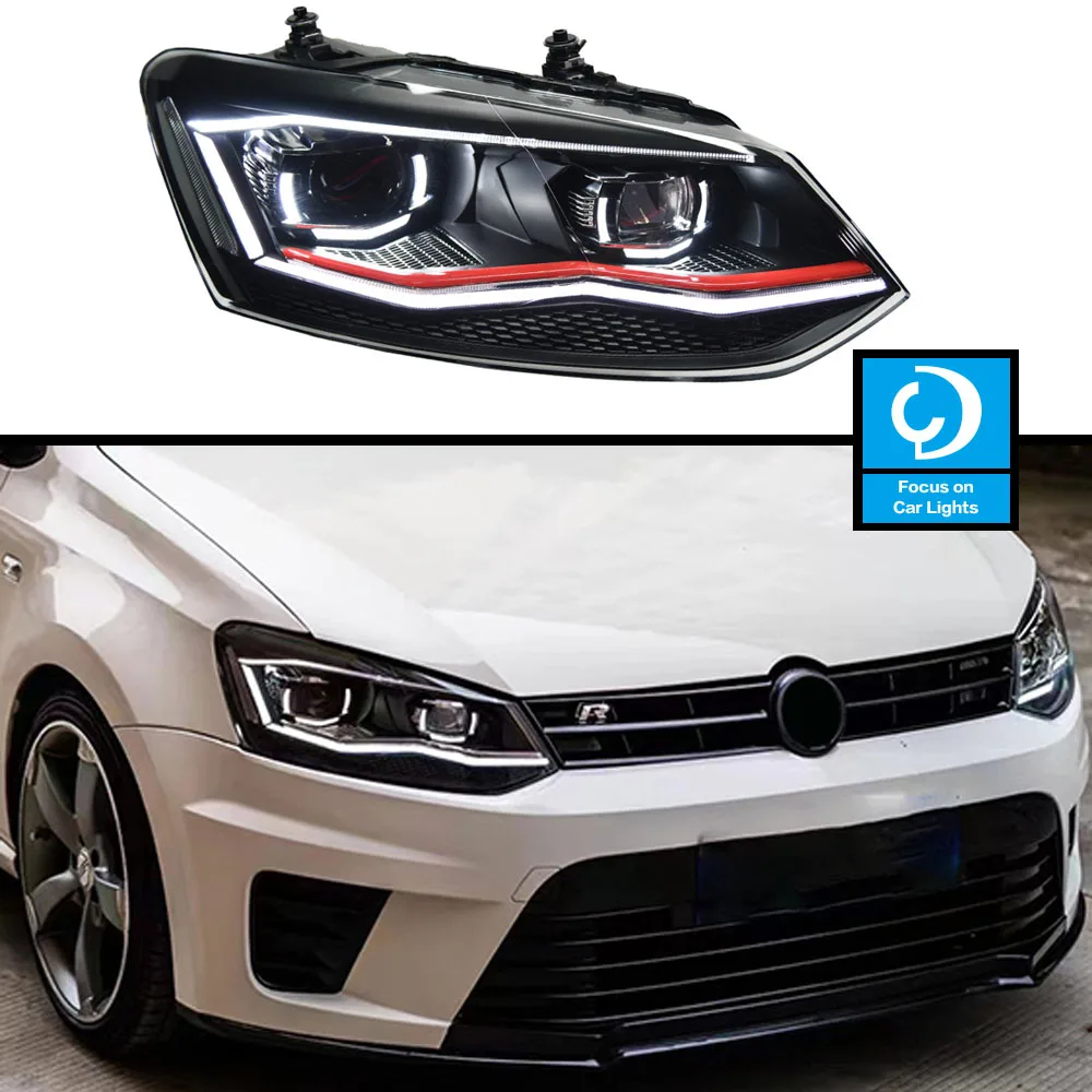 Car Front Headlights for VW Polo LED Headlight Projector Lens 2009-2018 Polo Headlights LED DRL Dynamic Signal Auto Accessories