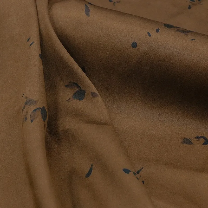 Heavyweight silk double-sided satin Anshi Flower Fragrance gauze digital printing ramie fabric autumn and winter
