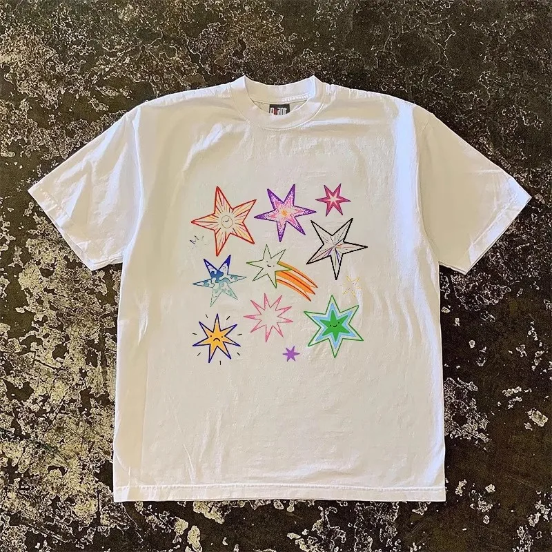 Loose Fit Cotton T-Shirt Short Sleeve Double Thread 260 Pure Cotton Unisex Casual Wear Summer Sweat Absorbent round Neck Tee