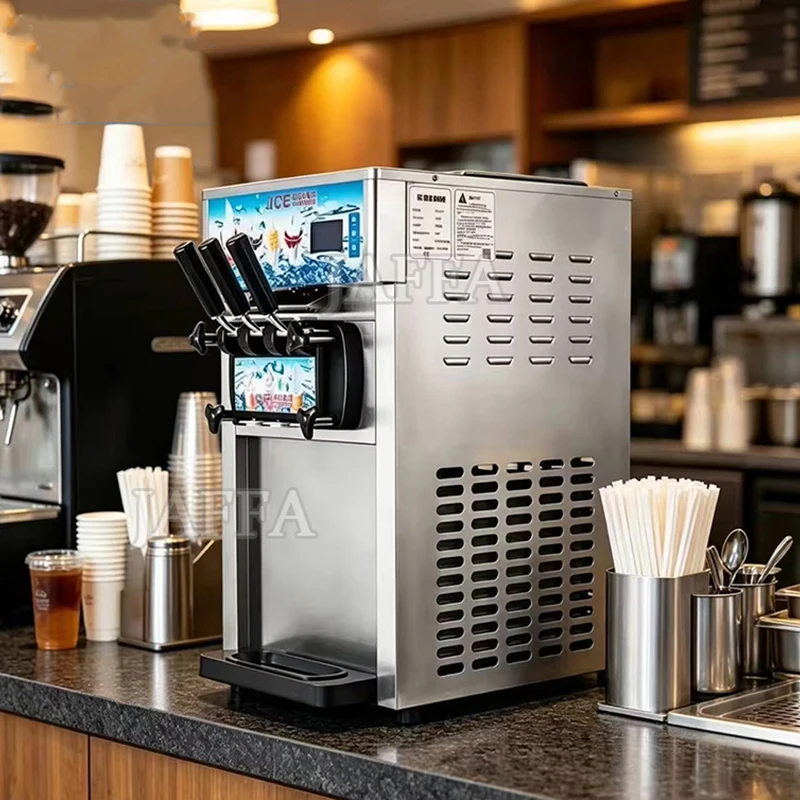 Commercial Soft Ice Floor Standing Ice Cream Machine, 3 Flavors, 2 Hoppers, 3 Dispensers, Used In Restaurants And Snack Shops