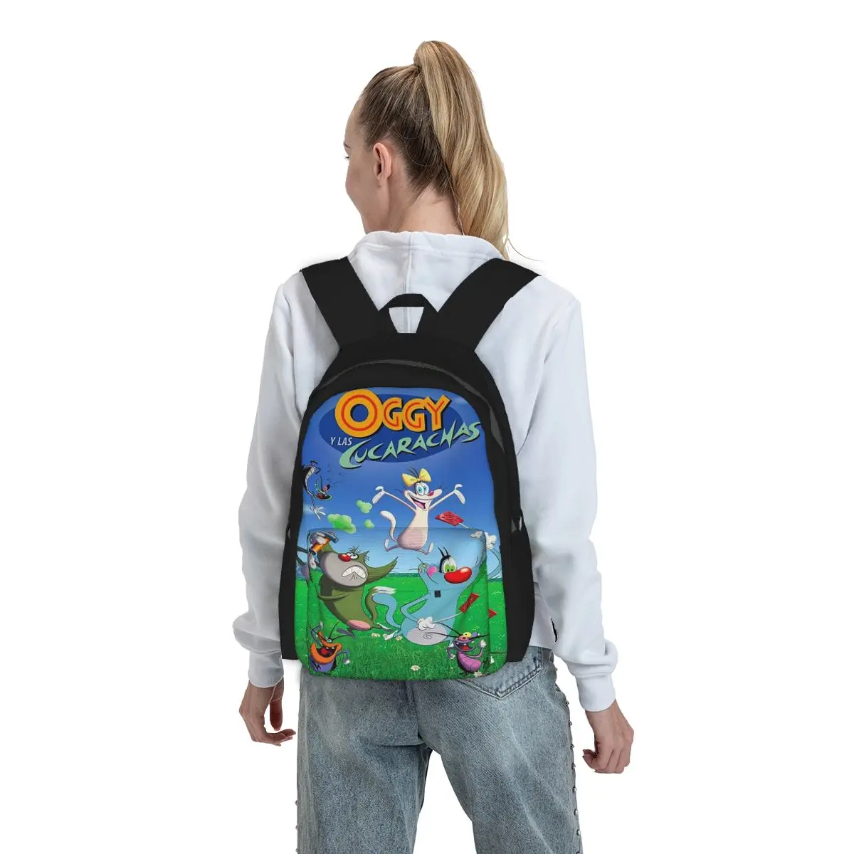 

Animation Anime Film Oggy And The Cockroaches Backpack Boys Girls BookBag Kids School Bag Computer Shoulder Bags for Men Women