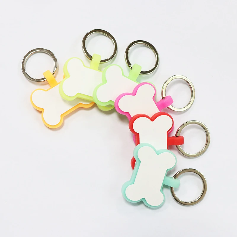 Creative Multicolor Glow Silicone Dog Tag Luminous Light No Electricity Pet Loss Prevention Collar Nameplate Pendant Bone Shape