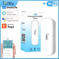 TUYA WiFi Smart Temperature And Humidity Sensor Mini Design Easy To Install Monitor Voice Control Working With Alexa Home