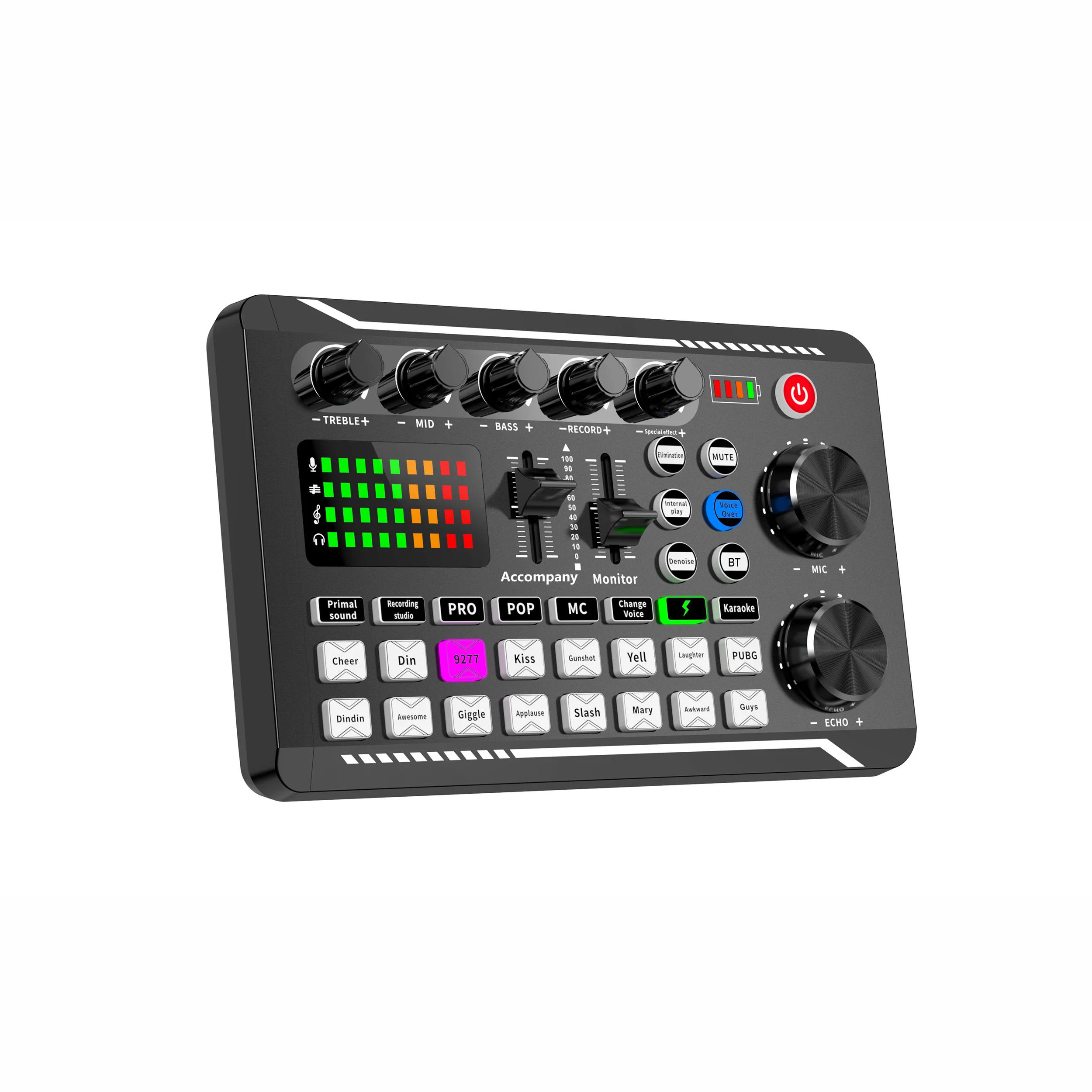 USB External Sound Card for Mobile Phone & Computer Black ABS Housing 4-Channel Home Entertainment Microphone