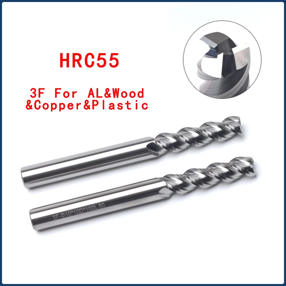 

CNC Milling Cutter woodworking tools 3 Flutes Carbide End mill Aluminum Copper Wood Cutting Tools Tungsten Steel Milling Cutter