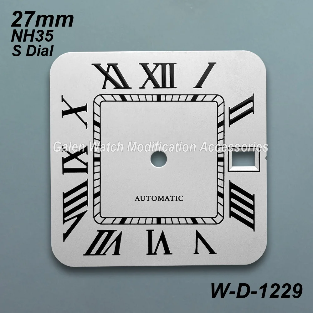 27mm S Logo Roma Qquare Dial Fit NH35 Automatic Movement 3 O'clock Calendar Window High Quality Watch Modification Accessories
