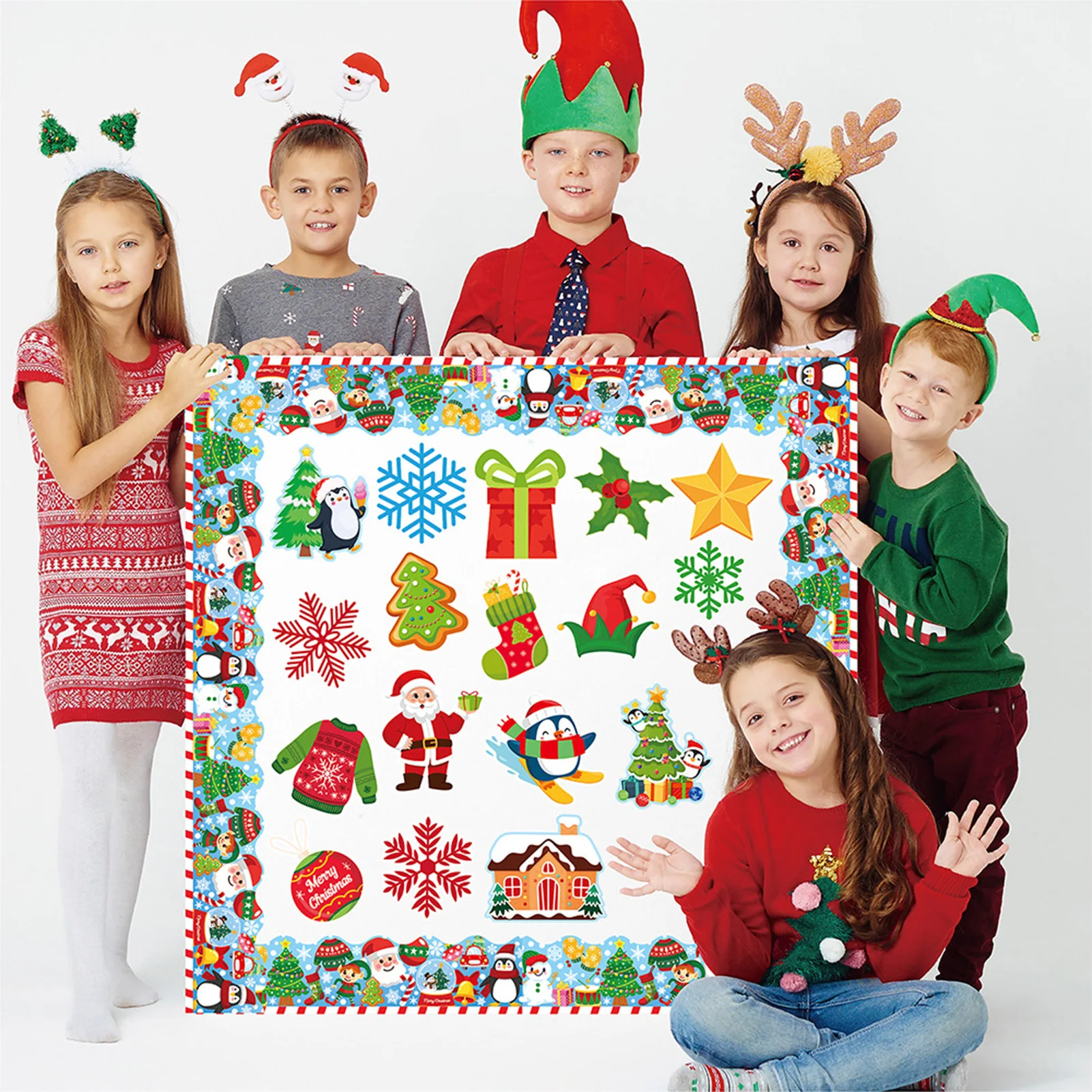 Pegatinas de pared decorativas navideñas, cómodas para aplicar con bordes y puntos de pegamento, adecuadas para espejo de ventana