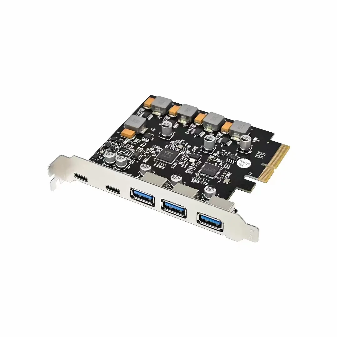 

PCIE to USB 3.0 expansion adapter card 2-port TYPE-C 3-port USBA power free ASM3142 chip