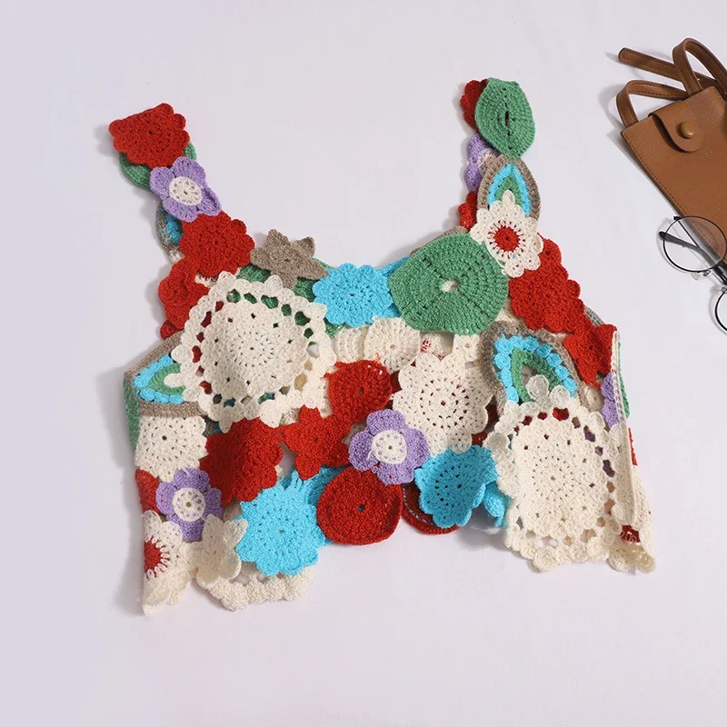 ITOOLIN قطع علوية نسائية بوهو مثيرة مفرغة Y2K قطع علوية رائعة بدون ظهر قطع علوية متماسكة صيفية لقضاء العطلات على الشاطئ قميص قصير فضفاض 2024 #2