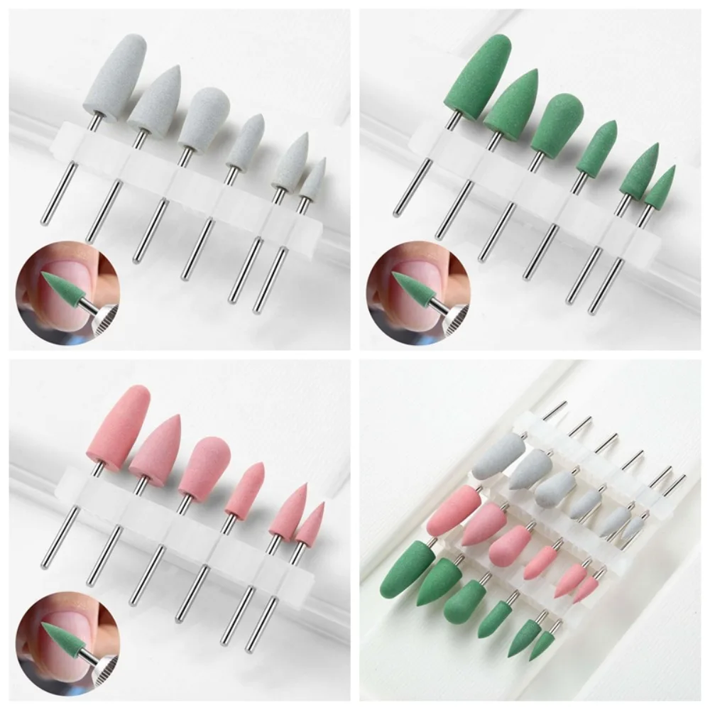 6Pcs/set Gel Polishing Removal Silicone Nail Polishing Head Nail Drill Gringing Silicone Nail Drill Bits